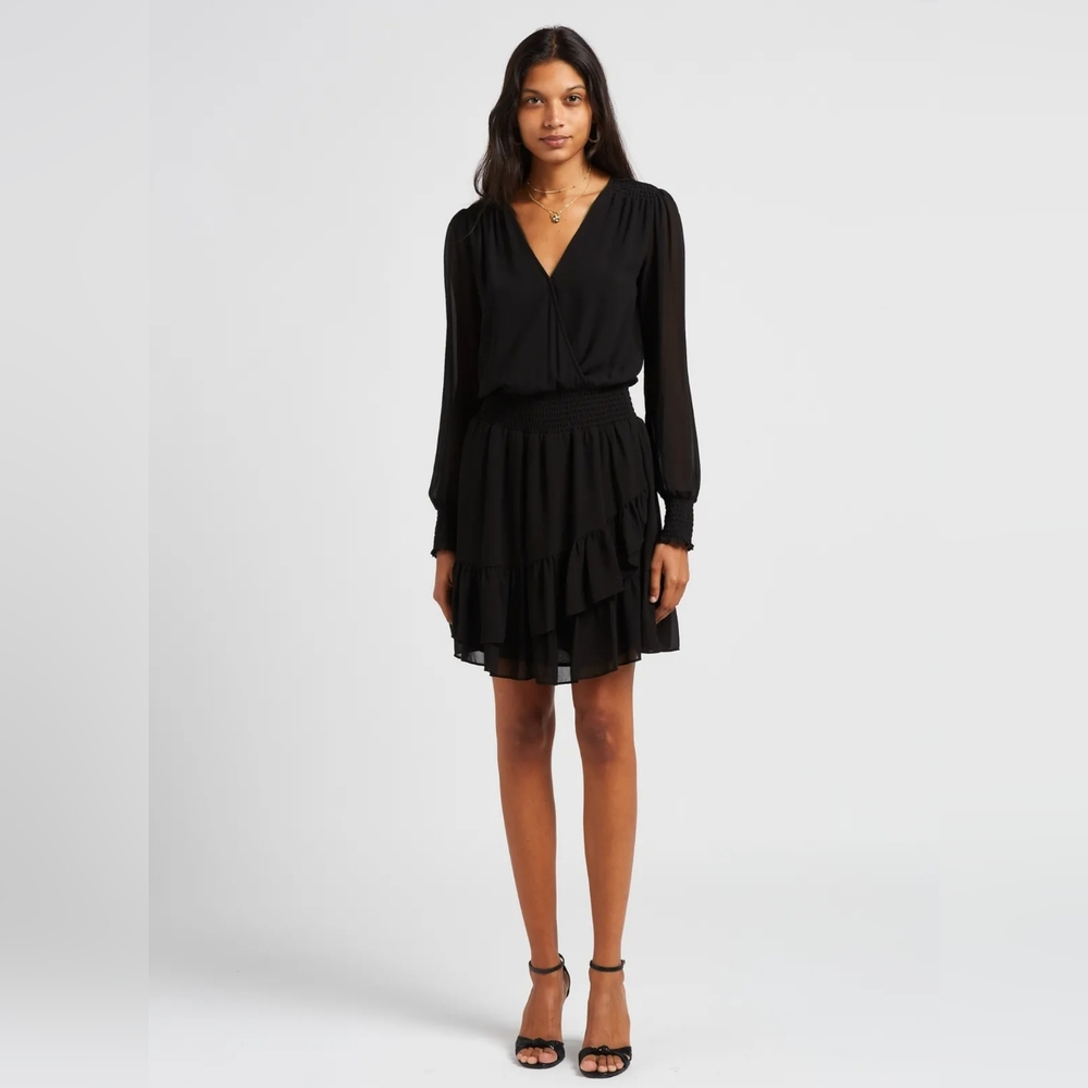 MICHAEL KORS Black Short ruffled dress